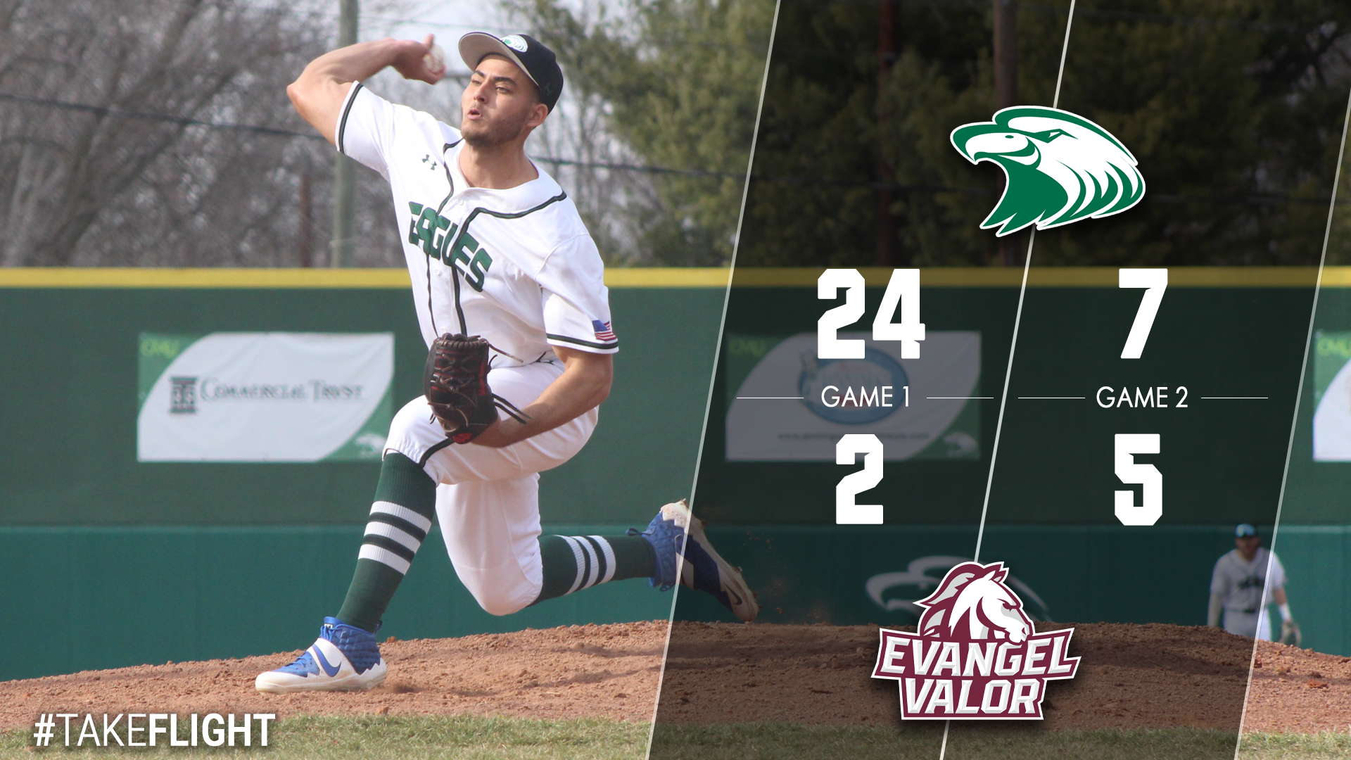 CMU powers past Evangel in first two games Sunday