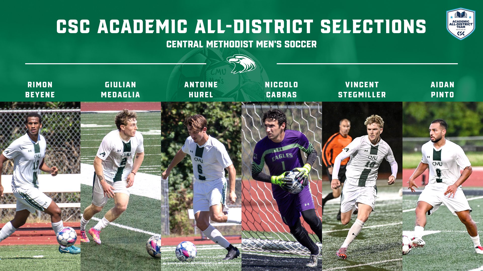 Six Members of CMU Men's Soccer Named CSC Academic All-District