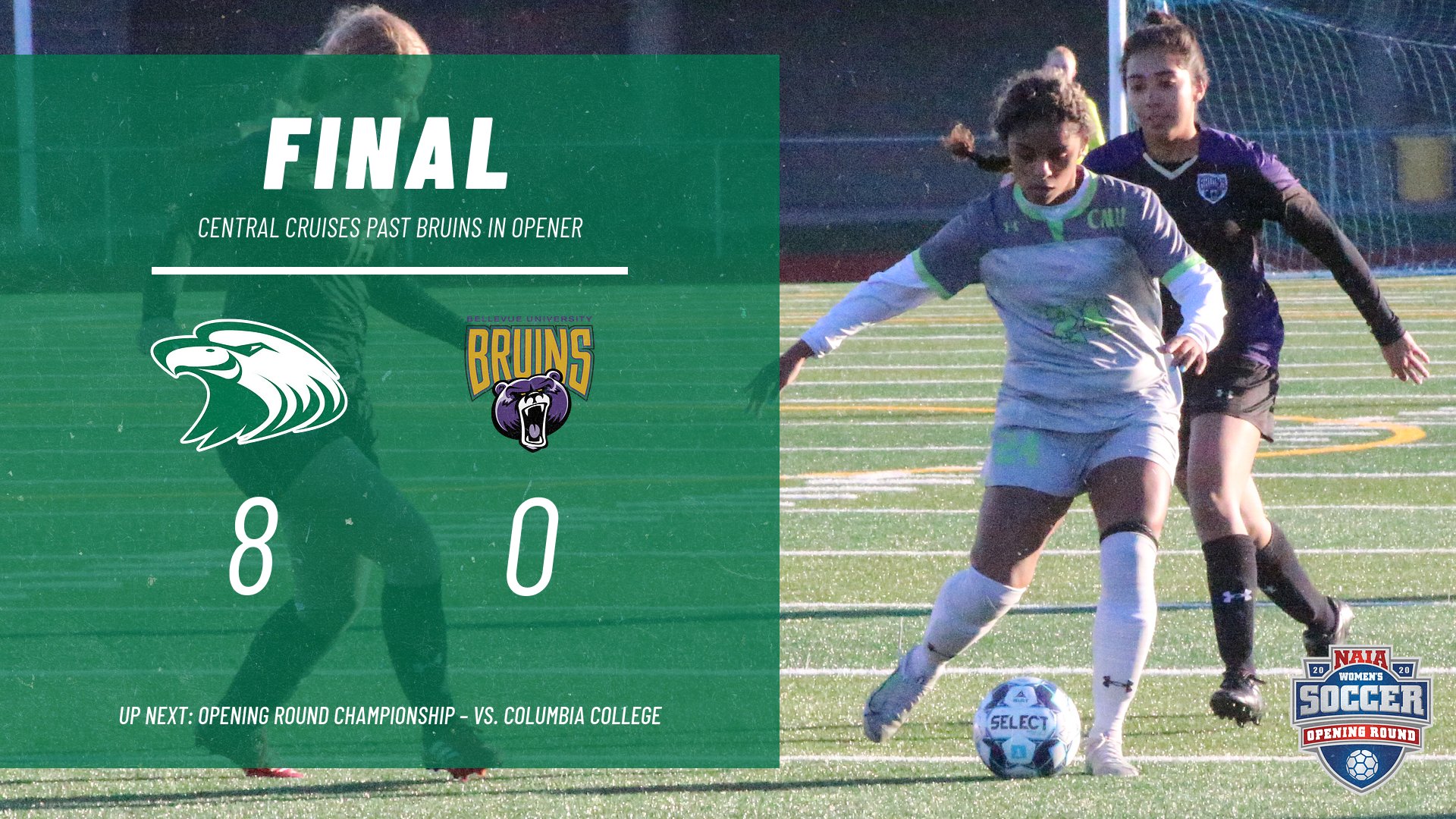 Eagles route Bellevue in national tournament opener, 8-0