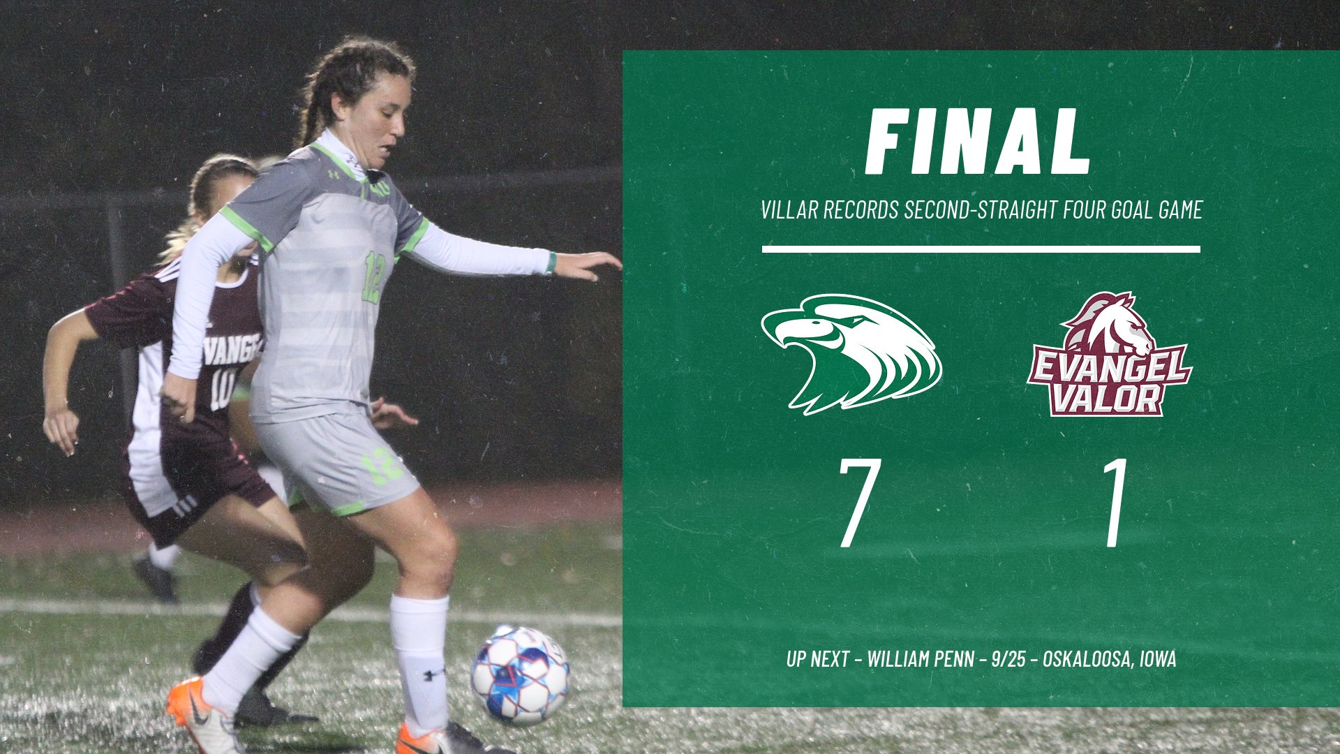 Villar scores four in Eagles' 7-1 route of Evangel